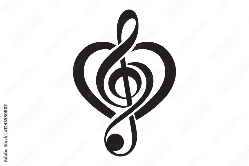 Fototapeta premium Heart music note logo