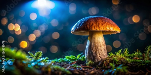 Wallpaper Mural Night Photography: Close-Up of a Porcini Mushroom in the Forest Torontodigital.ca