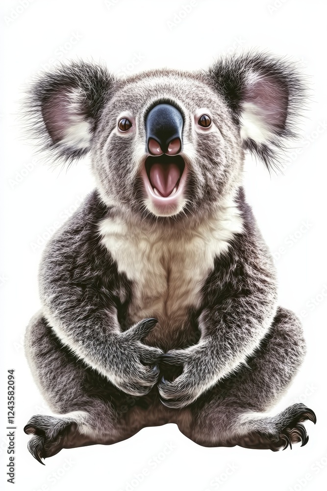 Naklejka premium Playful Koala with Open Mouth and Expressive Eyes Captivating Nature