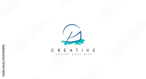 Simple Sailboat dhow boat ship on Sea Ocean Wave with Doodle line art style for Sailing Travel Transport logo design