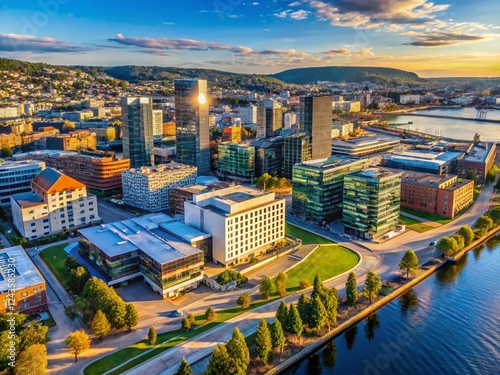 Oslo Bjorvika Barcode District Aerial Panoramic Drone View Daylight photo