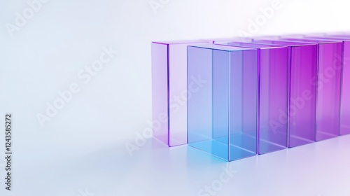 Abstract Purple And Blue Glass Blocks On White Background