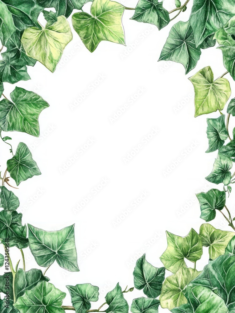 Fototapeta premium Lush Green Ivy Leaves Frame A Blank Space