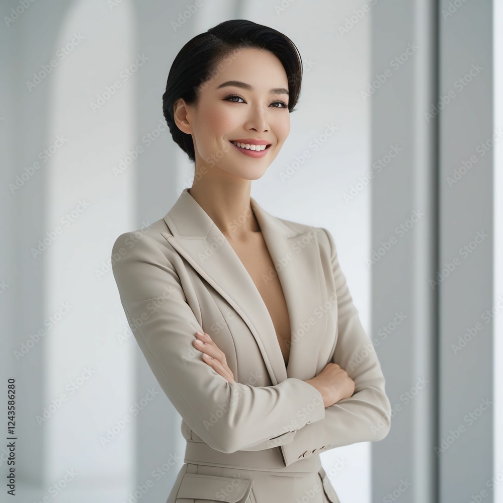 Happy Self-Assured Woman On Isolated Background Happy Self-Assured Woman On Isolated Background