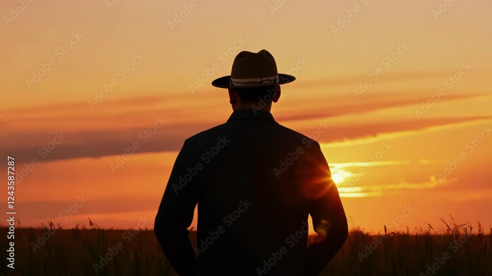 A lone cowboy silhouetted against a vibrant sunset, symbolizing independence and adventure. Perfect for Western-themed or inspirational content. A lone cowboy silhouetted against a vibrant sunset, symbolizing independence and adventure. Perfect for Western-themed or inspirational content.