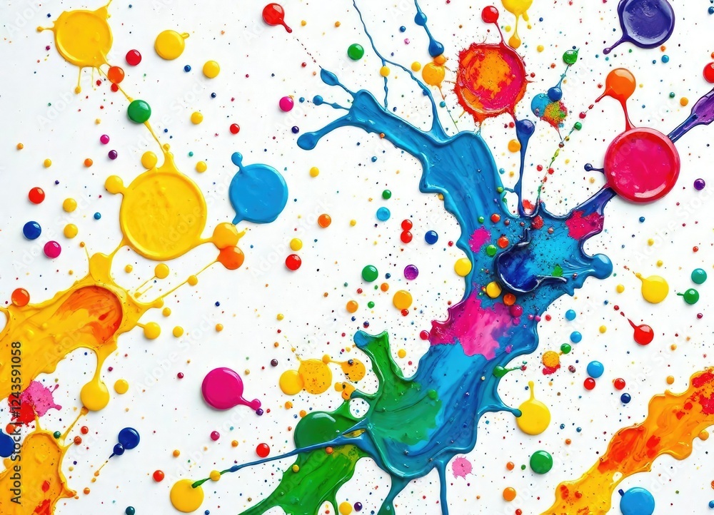 Vibrant oil paint splattered across a white surface creating a unique pattern , colorful, oil paint, splatter Vibrant oil paint splattered across a white surface creating a unique pattern , colorful, oil paint, splatter