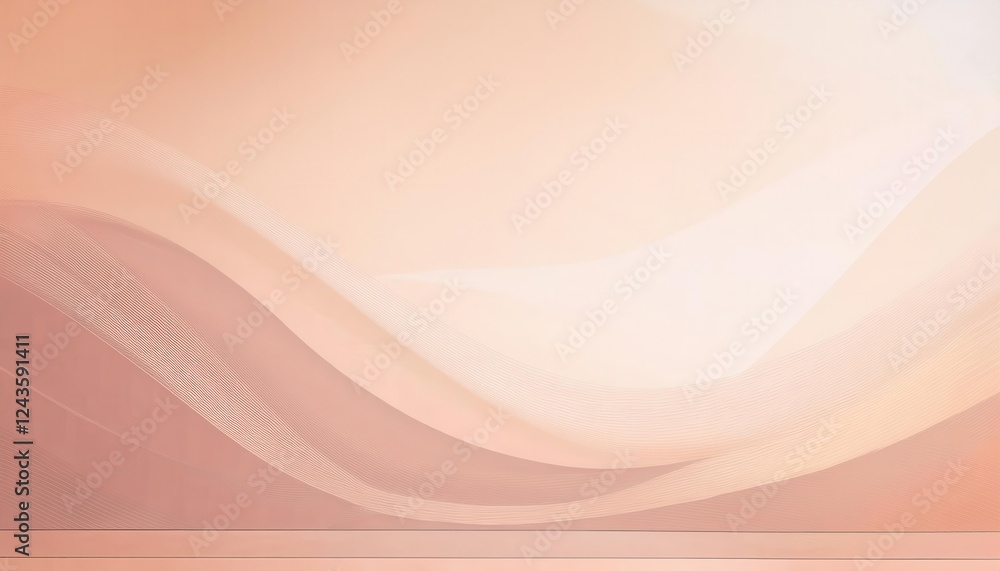flowing abstract peach gradient waves for minimal background design, soft curves with line texture for decor and presentation
