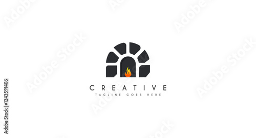 hot brick logo that can be used for pizza company inspiration