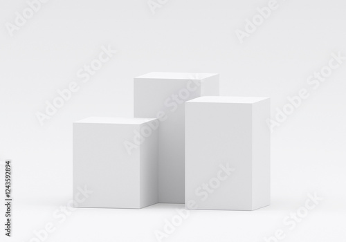 White square product display podium in studio room, for display presentation