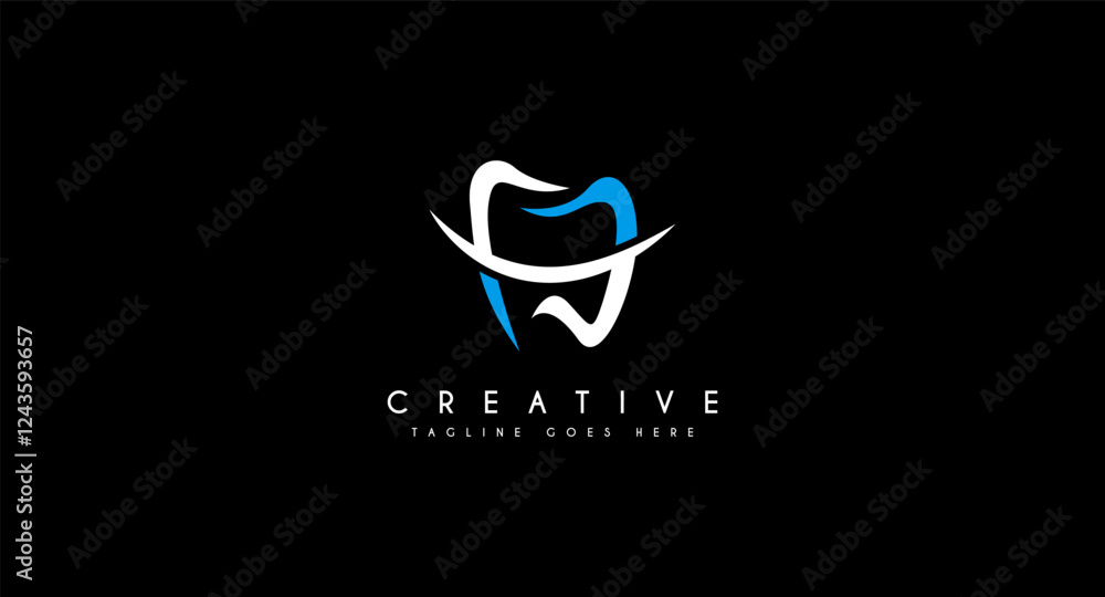 Naklejka premium Dental Clinic Logo Tooth abstract Linear Dentist stomatology