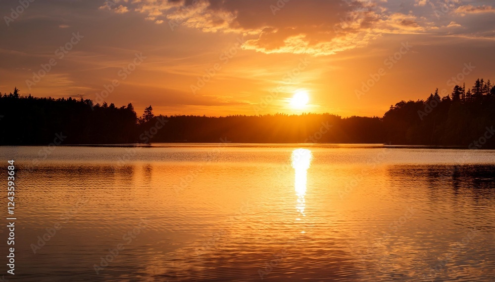 Naklejka premium sunset over lake