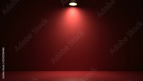 Color burgundy backdrop with an aesthetically positioned spotlight lamp at the top, casting soft, evenly distributed light across the scene
