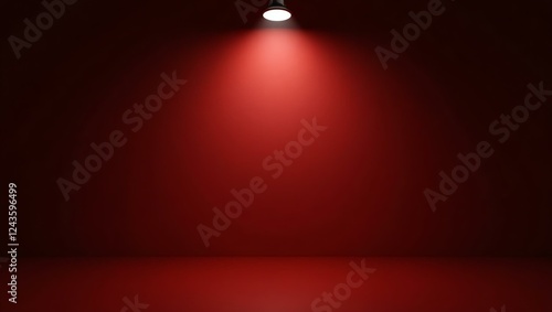 Color burgundy backdrop with an aesthetically positioned spotlight lamp at the top, casting soft, evenly distributed light across the scene