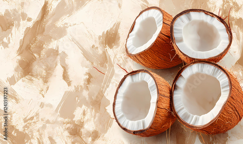 Coconut Shells Design Background for a Digital Poster with Eco-Friendly Vibes