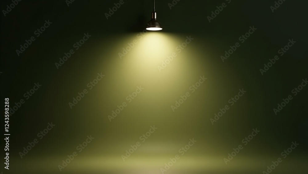 Color olive green backdrop with an aesthetically positioned spotlight lamp at the top, casting soft, evenly distributed light across the scene Color olive green backdrop with an aesthetically positioned spotlight lamp at the top, casting soft, evenly distributed light across the scene
