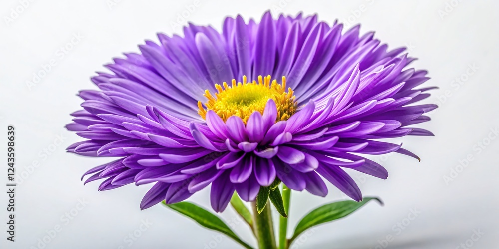 Purple Aster Flower on White Background - Close-up Studio Shot Purple Aster Flower on White Background - Close-up Studio Shot