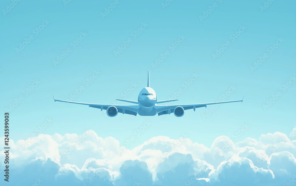 Fototapeta premium 旅行イメージ 飛行機で飛び立つ