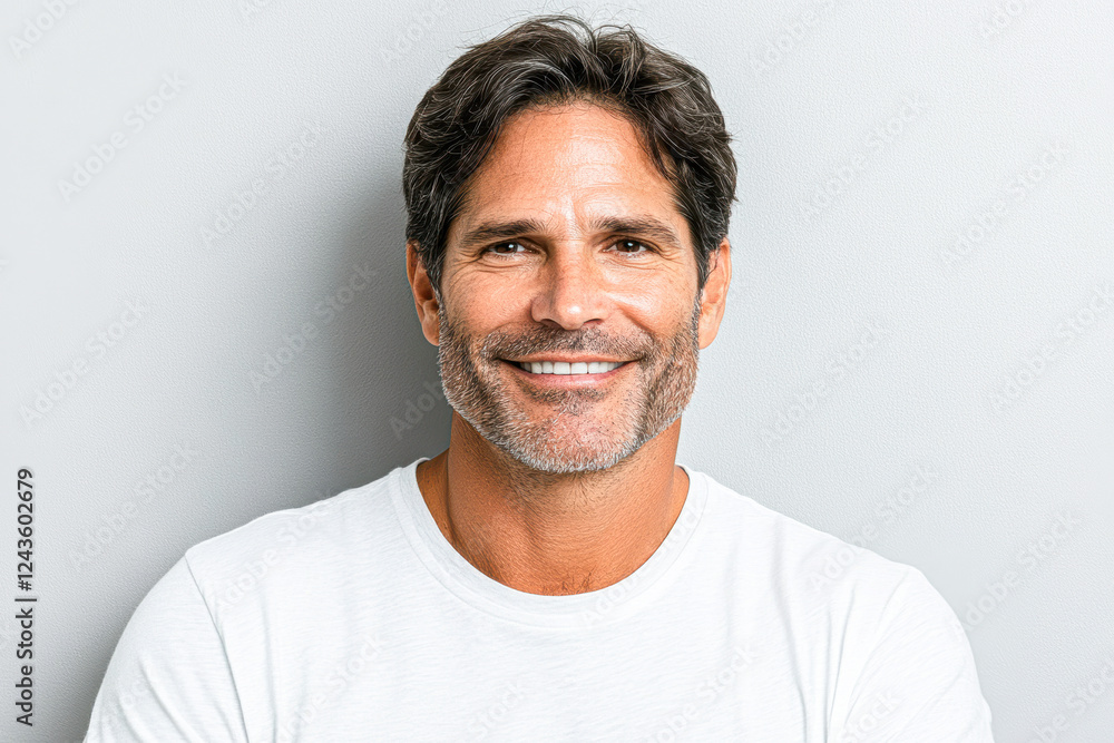 Smiling man portrait studio photograph neutral background close-up confidence Smiling man portrait studio photograph neutral background close-up confidence