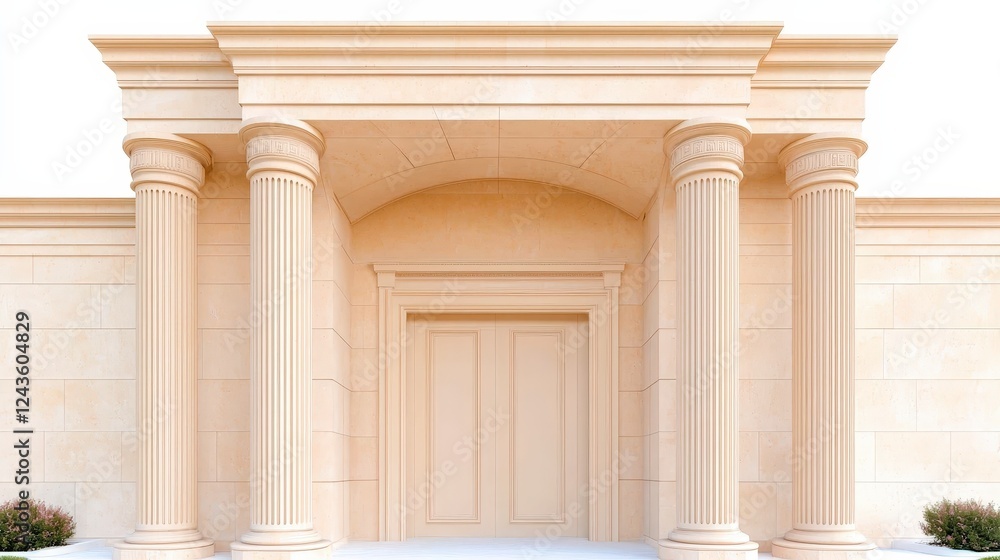Grand Architectural Entrance with Classical Columns and Smooth Facade Grand Architectural Entrance with Classical Columns and Smooth Facade