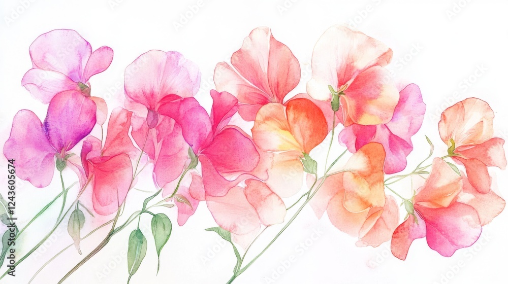 Delicate Watercolor Flowers: A Vibrant Display of Springtime Beauty Delicate Watercolor Flowers: A Vibrant Display of Springtime Beauty