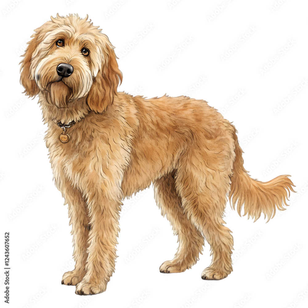 golden doodle dog isolated on transparent background golden doodle dog isolated on transparent background