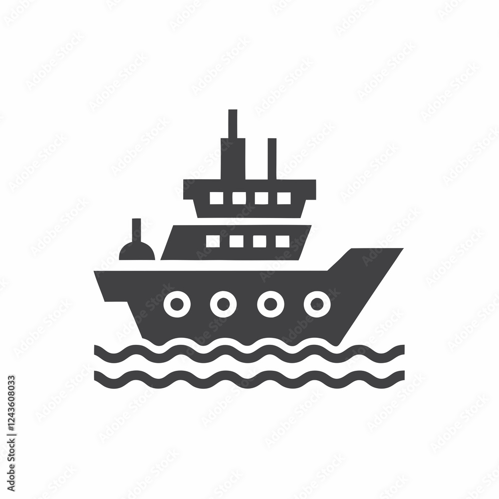 Obraz premium Battleship Silhouette Vector Illustration.