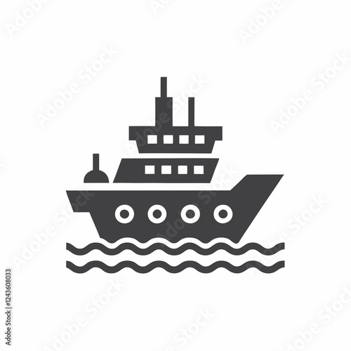 Battleship Silhouette Vector Illustration.