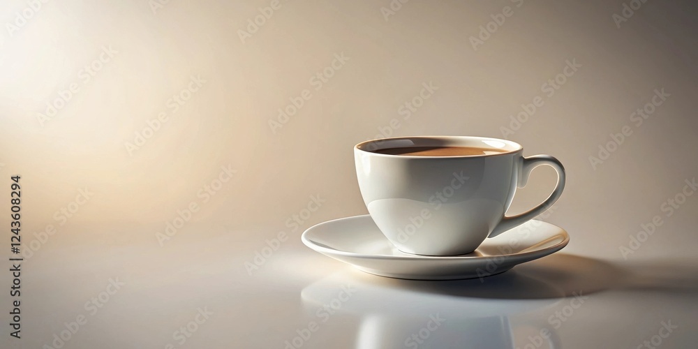 Aromatic Coffee in a White Cup on a Saucer, Ready for a Relaxing Moment Aromatic Coffee in a White Cup on a Saucer, Ready for a Relaxing Moment