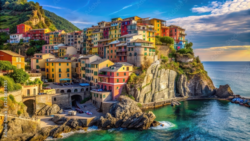 Fototapeta premium Scenic view of colorful houses along the cliffside in Cinque Terre