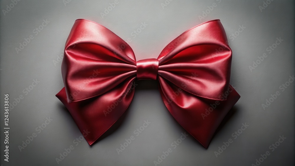 A luxurious crimson satin ribbon tied in a perfect bow A luxurious crimson satin ribbon tied in a perfect bow
