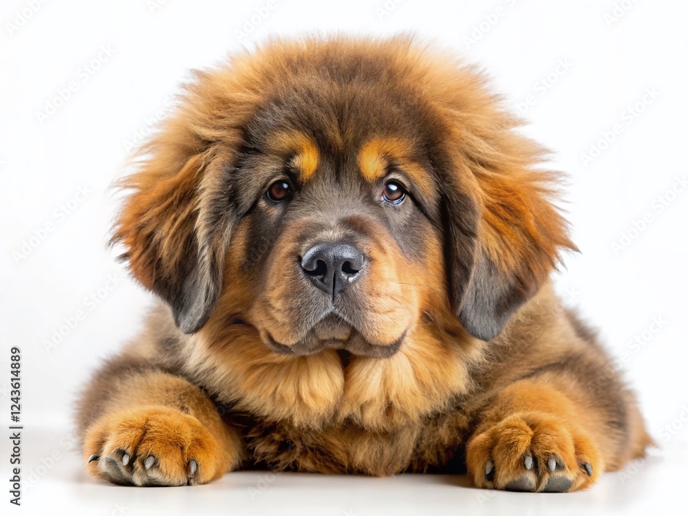 Adorable Tibetan Mastiff Puppy, Front View, Isolated on White Background - High-Resolution Stock Photo Adorable Tibetan Mastiff Puppy, Front View, Isolated on White Background - High-Resolution Stock Photo