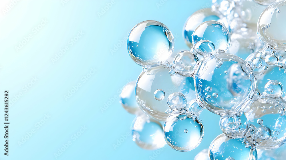 Sparkling water bubbles on blue background Sparkling water bubbles on blue background