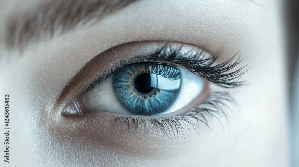 Close-up of a captivating blue eye, showcasing intricate details and captivating beauty Close-up of a captivating blue eye, showcasing intricate details and captivating beauty
