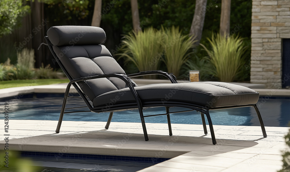 The Comfy Recliner by a Poolside Cabana, Perfect for Relaxing Outdoors The Comfy Recliner by a Poolside Cabana, Perfect for Relaxing Outdoors