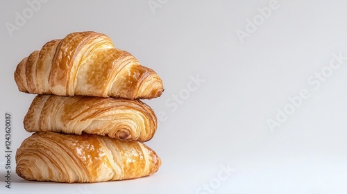 Wallpaper Mural Three croissants stacked, white background, bakery, food photography Torontodigital.ca