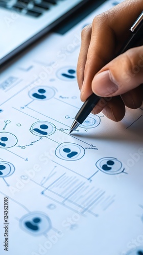 A close-up of a marketing document with actionable steps for targeting specific customer profiles and generating leads online