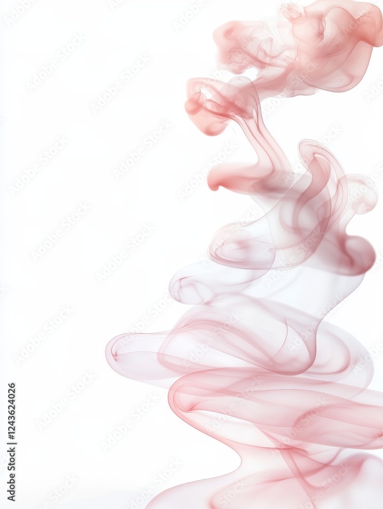 Fototapeta premium Pink Smoke Swirls Abstract - Abstract image of swirling pink smoke on a white background. Elegant and ethereal design.