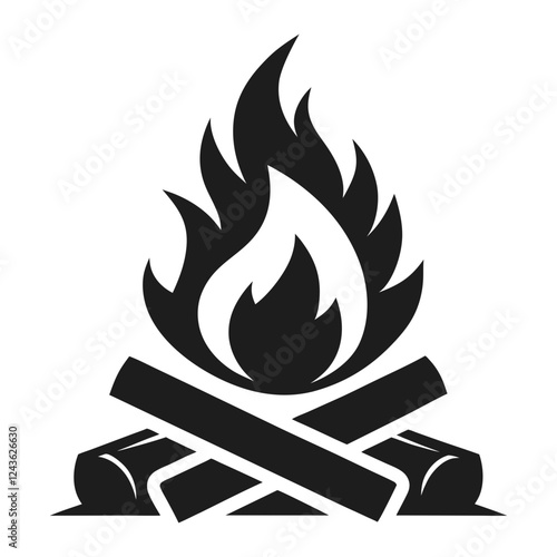 black campfire or bonfire icon. flat simple trend modern logotype graphic art design isolated element. concept of outdoor recreation with friends or minimal label for camper like bright flame