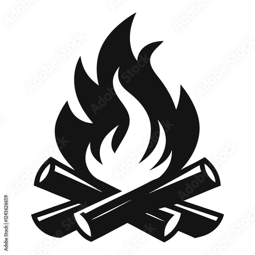 black campfire or bonfire icon. flat simple trend modern logotype graphic art design isolated element. concept of outdoor recreation with friends or minimal label for camper like bright flame