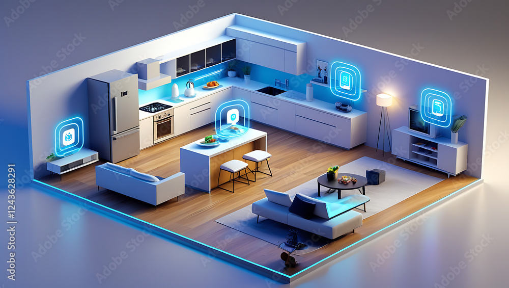 Smart Home Technology – The Future of IoT-Connected Living Spaces, IoT, home automation, smart devices, connected living, AI home, smart kitchen, voice assistant, home security, intelligent home. Smart Home Technology – The Future of IoT-Connected Living Spaces, IoT, home automation, smart devices, connected living, AI home, smart kitchen, voice assistant, home security, intelligent home.