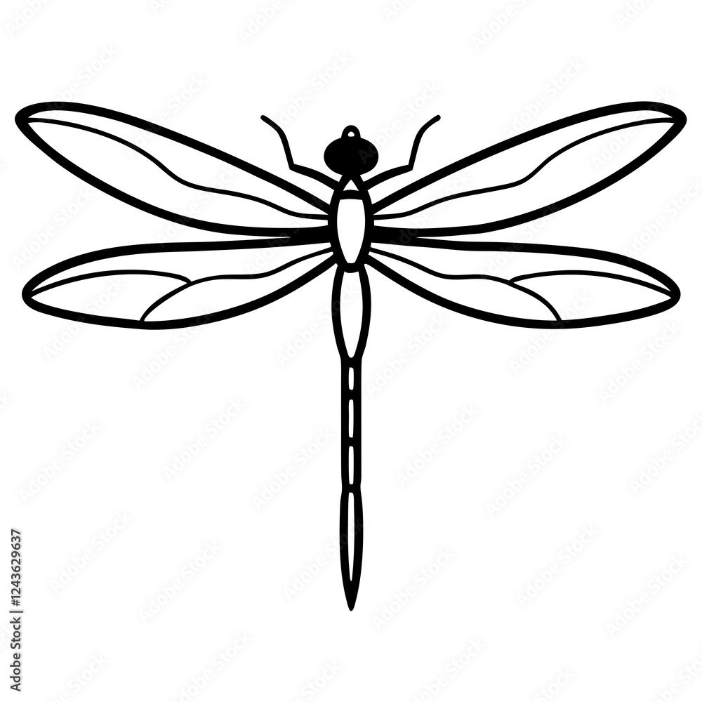 Elegant Dragonfly Illustration in Minimalist Black and White Design Elegant Dragonfly Illustration in Minimalist Black and White Design