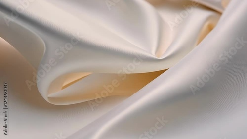 Elegant flowing white silk fabric creating soft curves and texture. Perfect for showcasing luxury, textiles, and fashion with ample copy space.