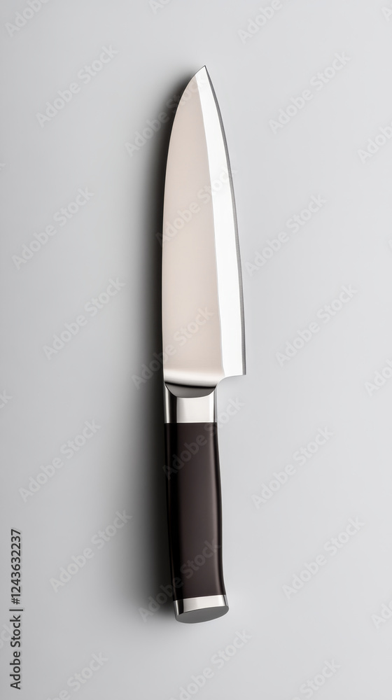 Sleek chef knife crafted with precision on a minimalist surface Sleek chef knife crafted with precision on a minimalist surface