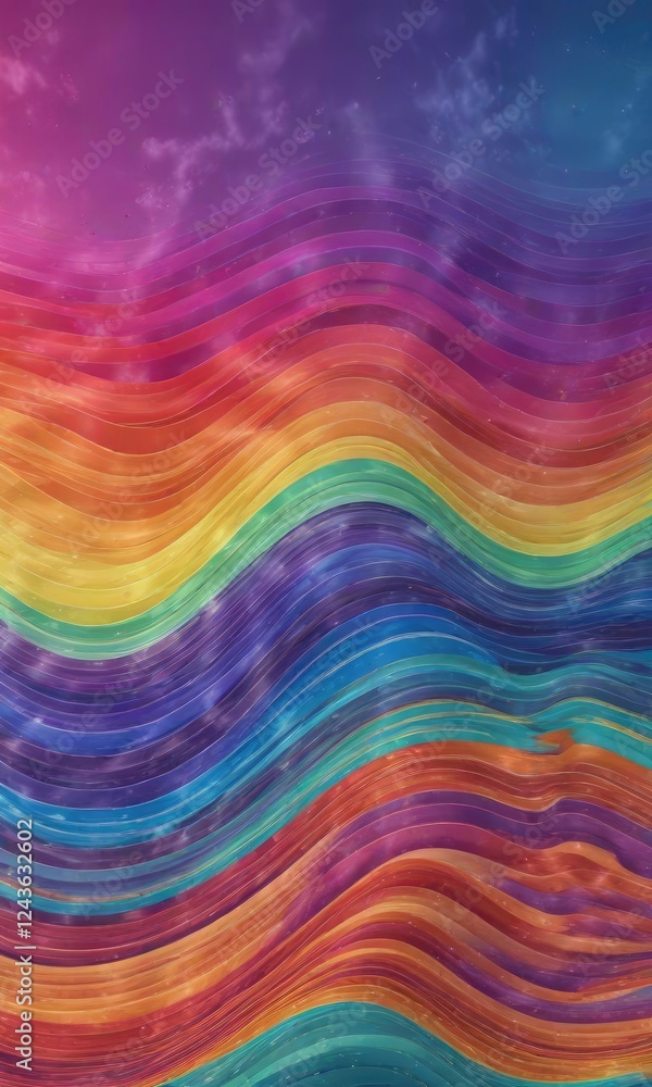 Obraz premium Vibrant rainbow wave design with seamless pattern, digital , wave