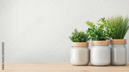 Wallpaper Mural Indoor garden with repurposed glass jars as planters, ecofriendly recycling decor Torontodigital.ca