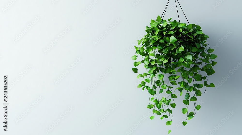 Fototapeta premium Elegant hanging garden with cascading greenery, spaceefficient and minimalist decor