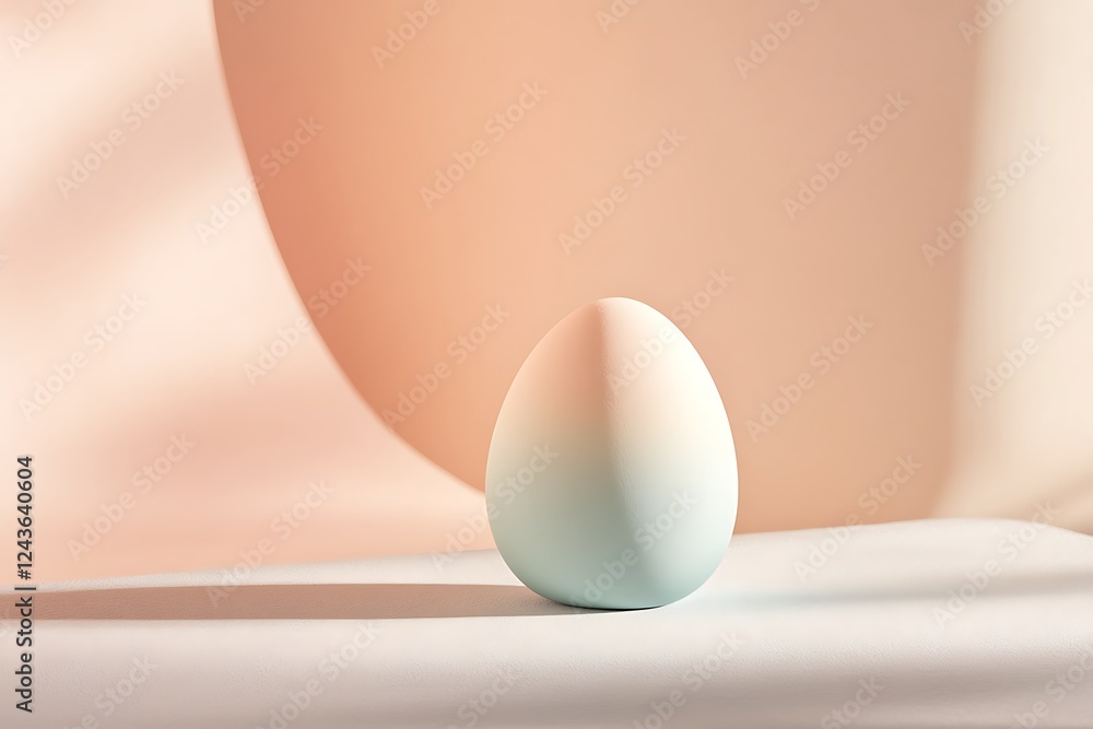 Fototapeta premium A single pastel-colored egg on a minimalist background