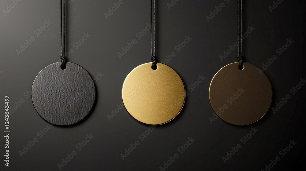Isolated badge template featuring a string attachment. Isolated badge template featuring a string attachment.