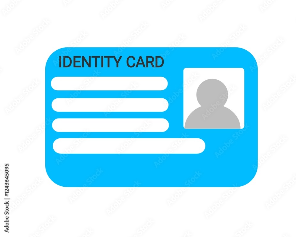 illustration of a blue ID card or identity card on a white background illustration of a blue ID card or identity card on a white background