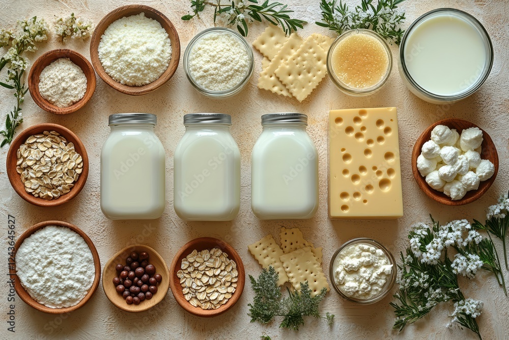 Graphic layouts featuring dairy products and farm fresh ingredients for advertising campaigns Graphic layouts featuring dairy products and farm fresh ingredients for advertising campaigns